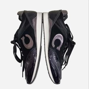 Coach Rudi Women's Sz 7.5M Casual Sneakers Black Silver Shoes Luxury Athleisure